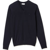Lacoste Classic Wool Men's V-Neck Sweater | Navy Blue