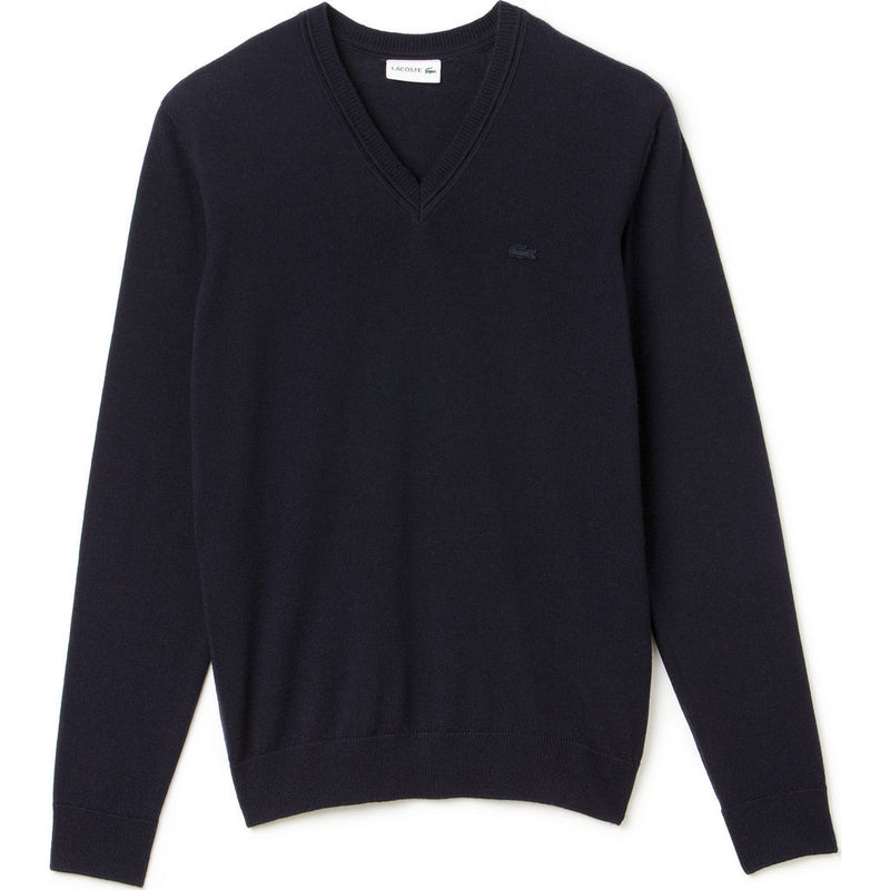 Lacoste Classic Wool Men's V-Neck Sweater | Navy Blue