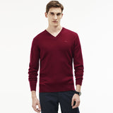 Lacoste Classic Wool Men's V-Neck Sweater | Autumnal Red