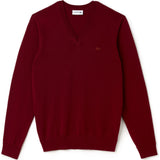 Lacoste Classic Wool Men's V-Neck Sweater | Autumnal Red