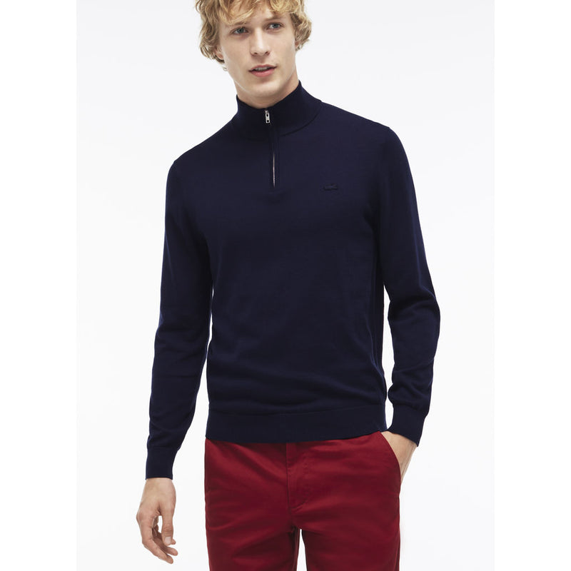 Lacoste Men's Quarter Zip Jersey Sweater | Navy Blue
