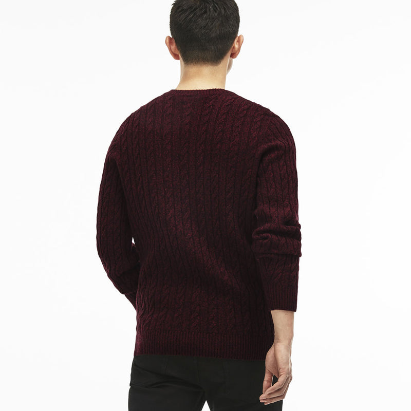 Lacoste Cable Knit Men's Wool Sweater | Turkey Red Mouline
