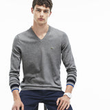 Lacoste Stripe Accented Men's V-Neck Sweater | Galaxite Chine