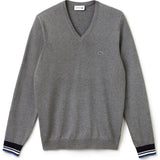 Lacoste Stripe Accented Men's V-Neck Sweater | Galaxite Chine