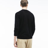 Lacoste Ribbed Men's V-Neck Sweater | Black