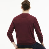 Lacoste Ribbed Men's V-Neck Sweater | Red Basque Chine