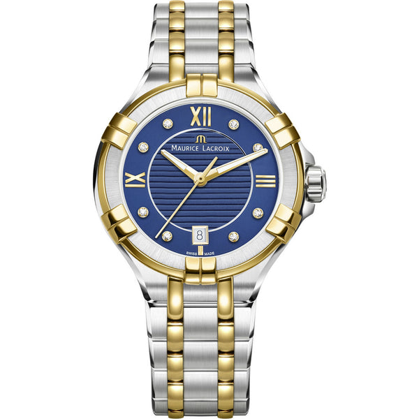 Maurice Lacroix Women's Aikon 35mm Mother of Pearl Watch | Blue/Silver/Gold AI1006-PVY13-450-1
