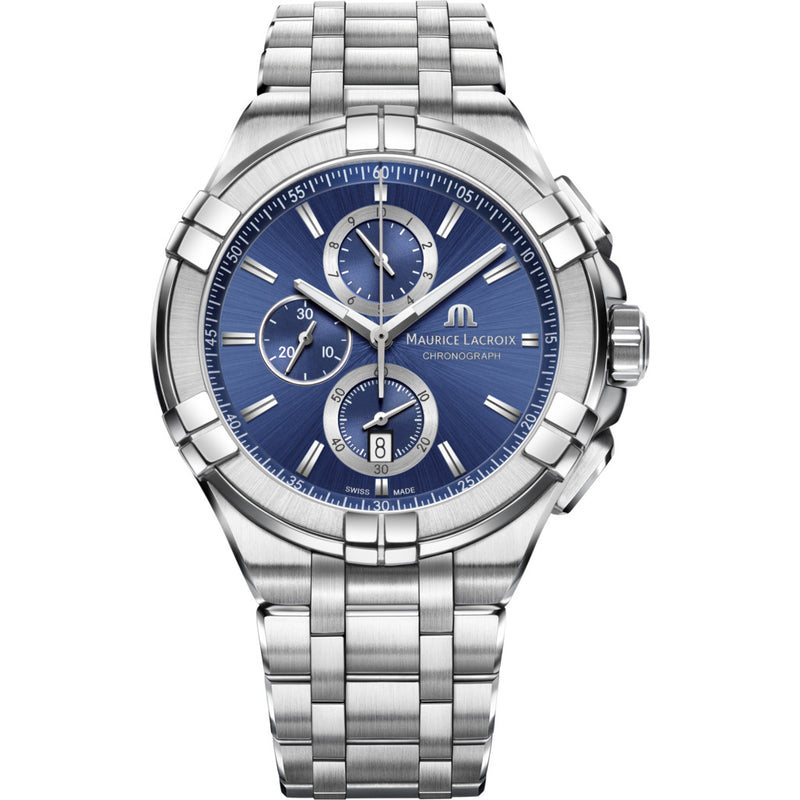 Maurice Lacroix Aikon Chronograph 44mm Watch | Silver/Blue AI1018-SS002-430-1