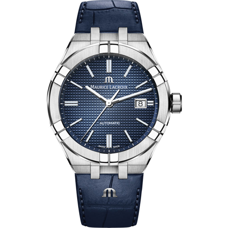 Maurice Lacroix Men's Aikon Automatic 42 mm Watch | Blue/Blue Leather AI6008-SS001-430-1