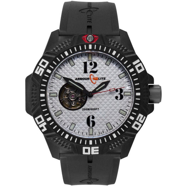 Armourlite Caliber Automatic Men's Watch Black-White | Rubber AL1212