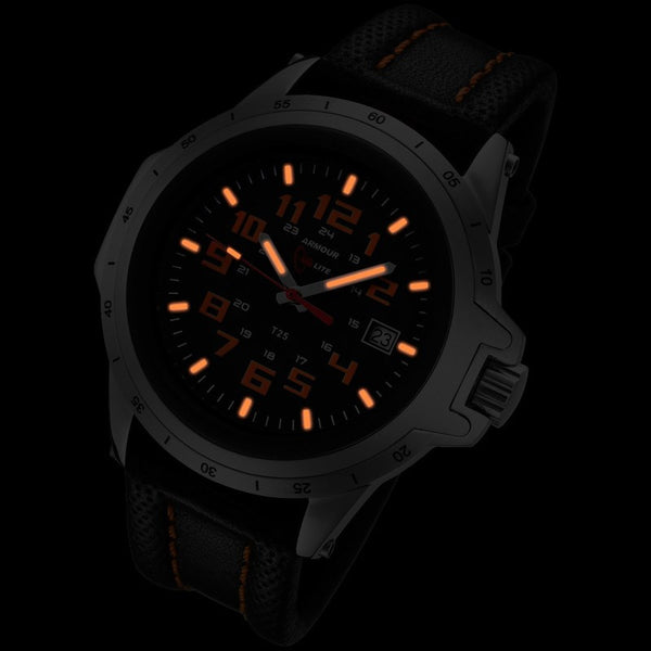 Armourlite ColorBurst Shatterproof Men's Watch Silver-Orange | Leather AL201