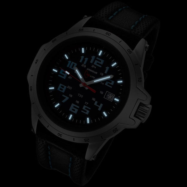 Armourlite ColorBurst Shatterproof Men's Watch Silver-Blue | Leather AL202