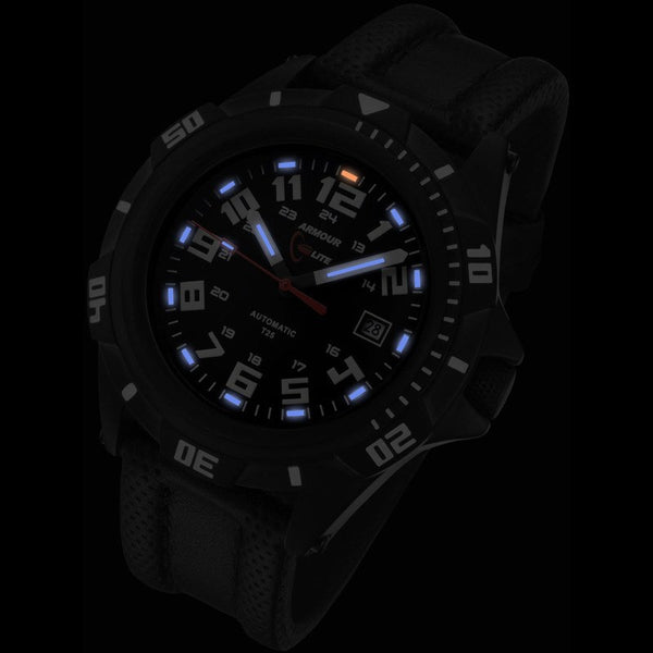Armourlite Automatic Pro AL411 Black-Blue Watch | Black Leather