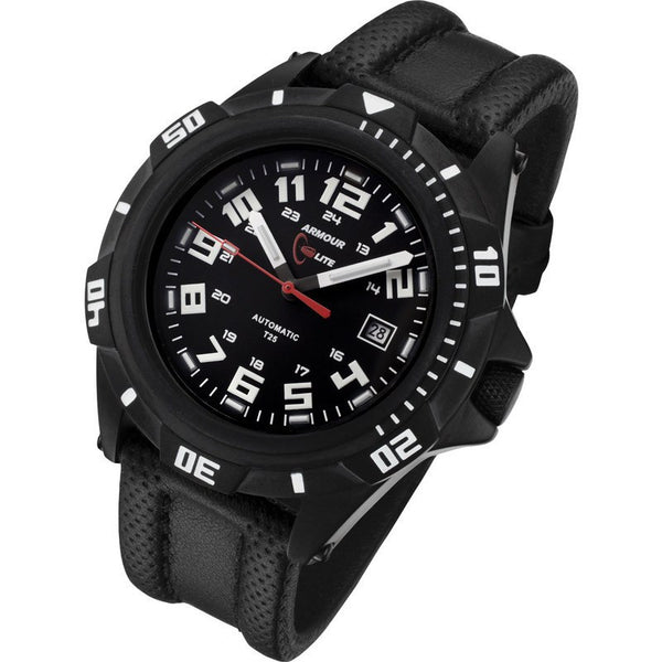 Armourlite Automatic Pro AL411 Black-Blue Watch | Black Leather