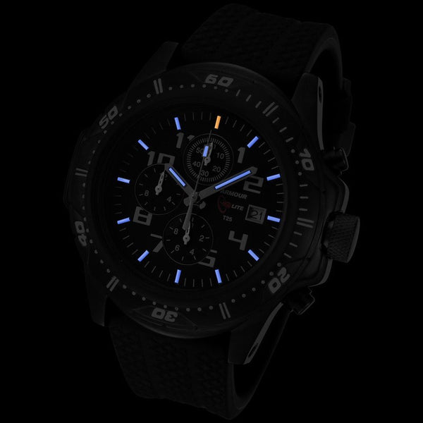 Armourlite Professional Shatterproof Chronograph Men's Watch Black-Blue | Rubber AL43-B