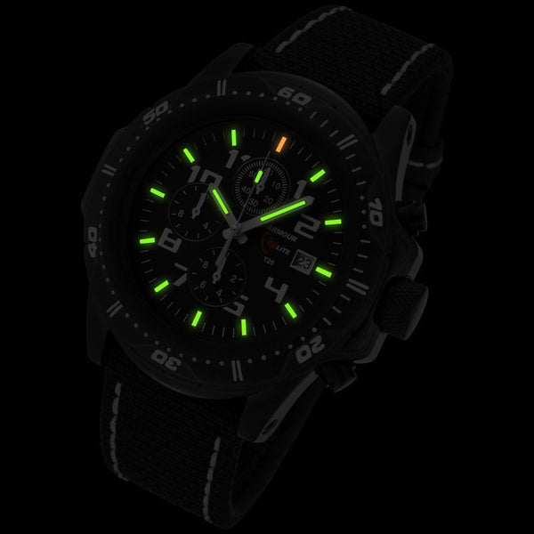 Armourlite Professional Shatterproof Chronograph Men's Watch Black-Green | Kevlar White AL43-KBW