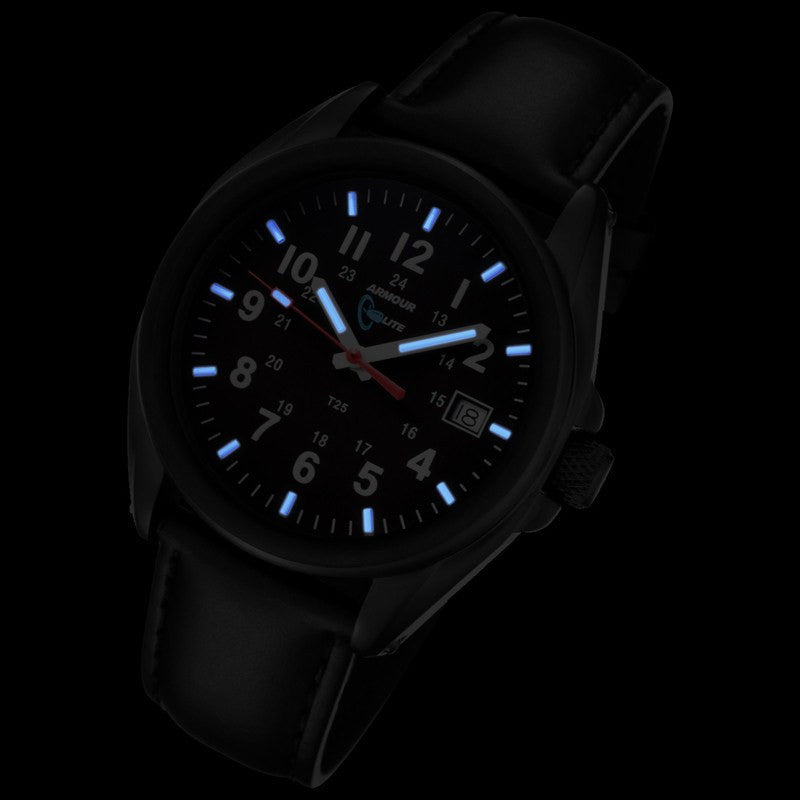 Armourlite Captain Field Shatterproof Men's Watch Black-Blue | Leather AL501-BBL
