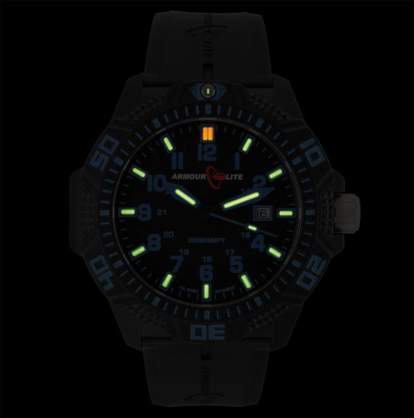 Armourlite Caliber Polycarbonate/Sapphire Men's Watch Black-Blue | Rubber AL611