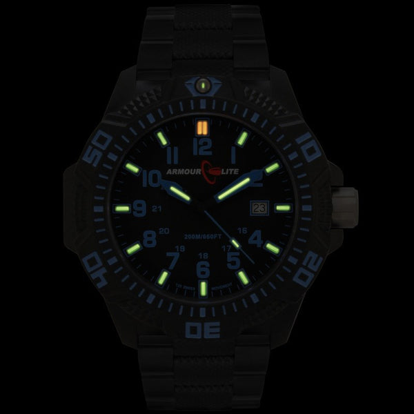 Armourlite Caliber Polycarbonate/Sapphire Men's Watch Black-Blue | Steel AL621