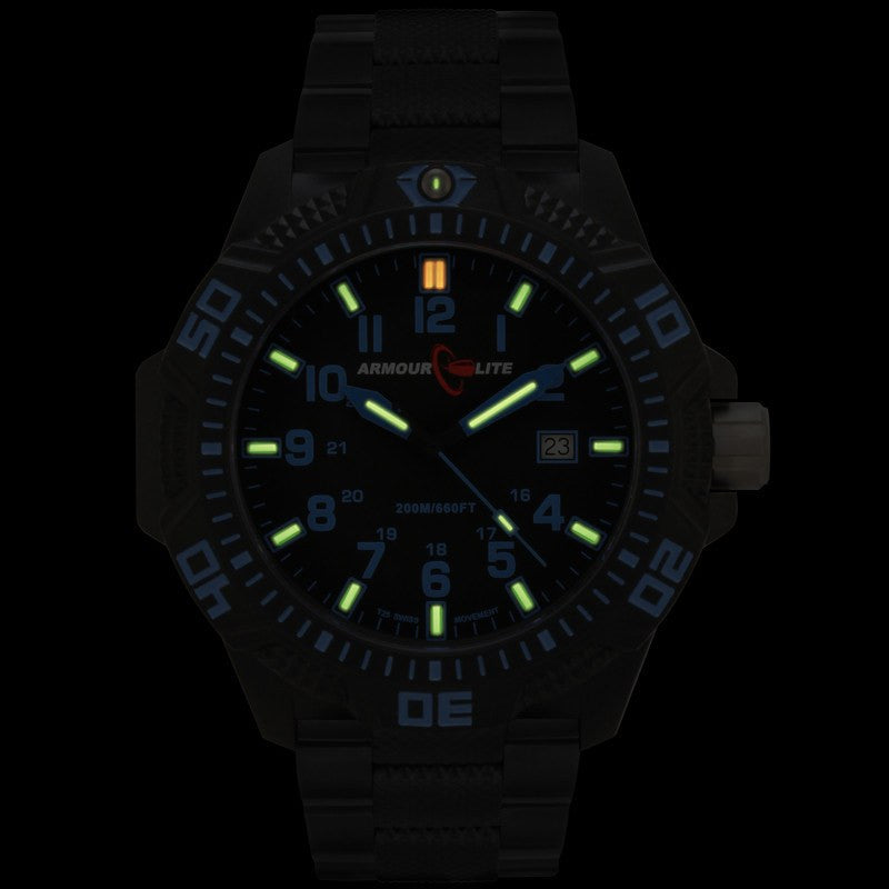 Armourlite Caliber Polycarbonate/Sapphire Men's Watch Black-Blue | Steel AL621
