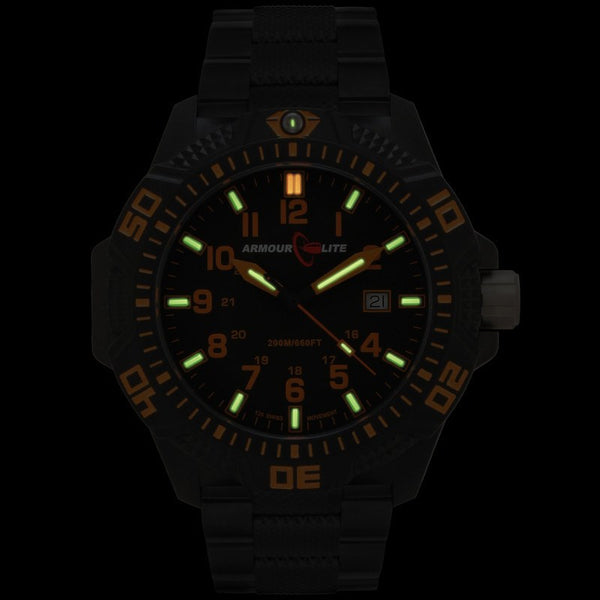 Armourlite Caliber Polycarbonate/Sapphire Men's Watch Black-Orange | Steel AL622