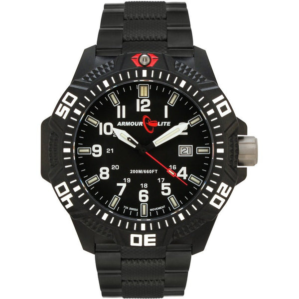 Armourlite Caliber Polycarbonate/Sapphire Men's Watch Black-White | Steel AL623