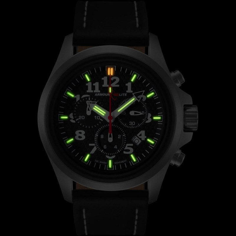 Armourlite Officer Series AL802 Men's Chronograph Watch Black-Green | Leather