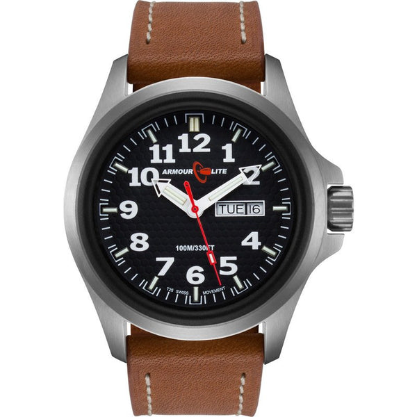 Armourlite Officer AL821 Black-Green Watch | Brown Leather