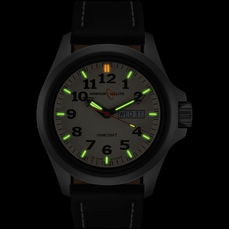 Armourlite Officer AL825 Cream-Green Watch | Black Leather
