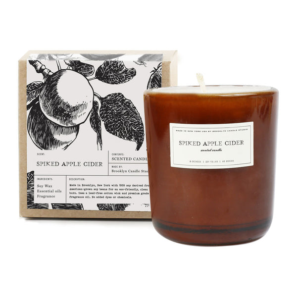Brooklyn Candle Studio Amber Glass Candle | Spiked Apple Cider AM013
