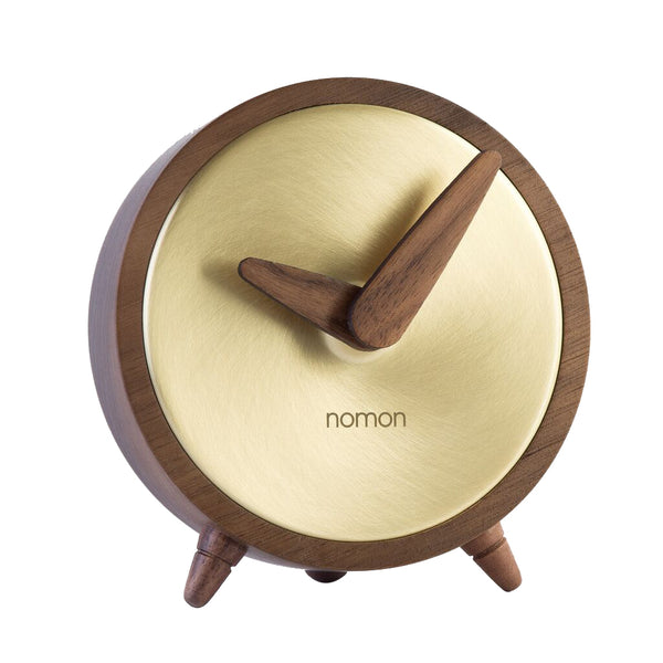 Nomon Atomo G Table Clock | Walnut/Brass
