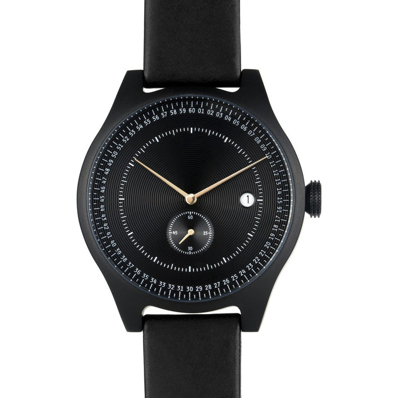 squarestreet SQ31 Aluminum Black Watch | Black/Black Leather SQ31 AS-06