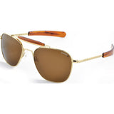 Randolph Engineering Aviator II 23K Gold Plated Sunglasses | Tan Polarized Glass Bayonet 55MM AT51632