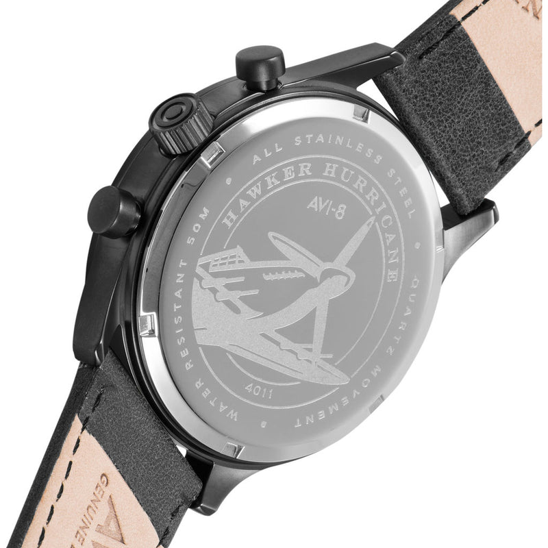 AVI-8 Hawker Hurricane AV-4011 Chronograph Watch | Leather Strap color-Cream/Grey