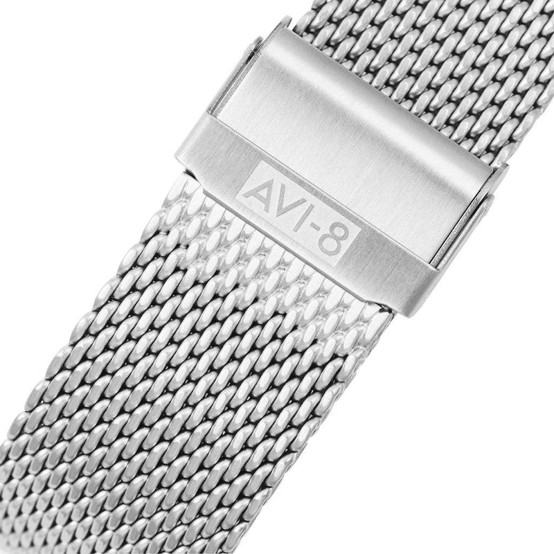AVI-8 Flyboy AV-4021-22 Automatic Watch | Silver Mesh  AV-4021-22