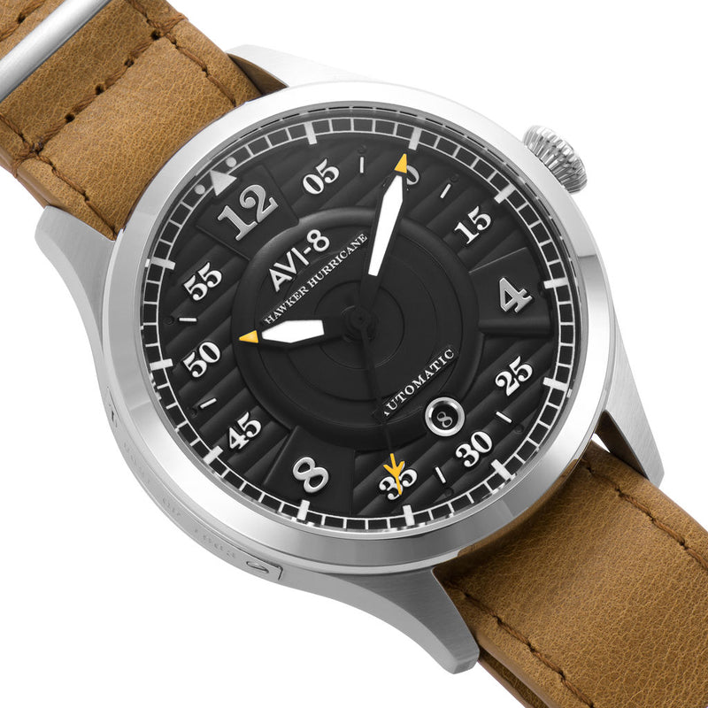 AVI-8 Hawker Hurricane AV-4046 Automatic Watch | Leather + Nylon Straps color- Black/Brown/Blue