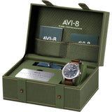 AVI-8 Hawker Hurricane AV-4046 Automatic Watch | Leather + Nylon Straps color- Black/Beige/Beige