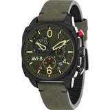 AVI-8 Hawker Hunter AV-4052 Chronograph Watch | Leather Strap color-Green/Green