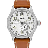 AVI-8 Flyboyn AV-4058 Centerary 1920s Watch | Leather Strap color-Black/ Dark Brown