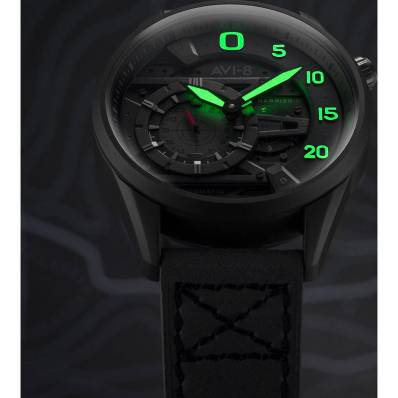 AVI-8 Hawker Harrier II AV-4070 Ace of Spades Automatic Watch | Leather strap