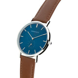 Rossling & Co. Classic 40mm Westhill Leather Watch | Silver/Blue/Brown- RO-001-028