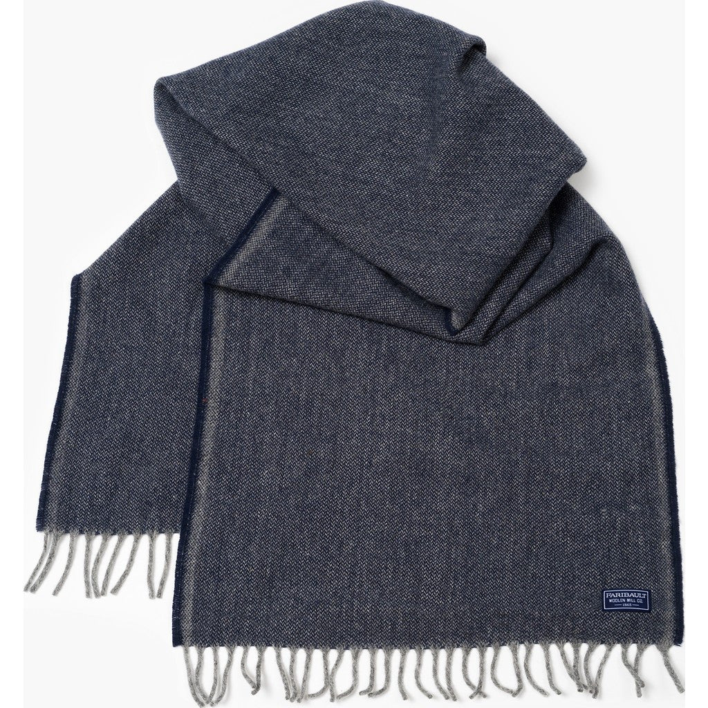 Faribault Ashby Twill Wool Scarf Ink Blue 16842 16x72 – Sportique