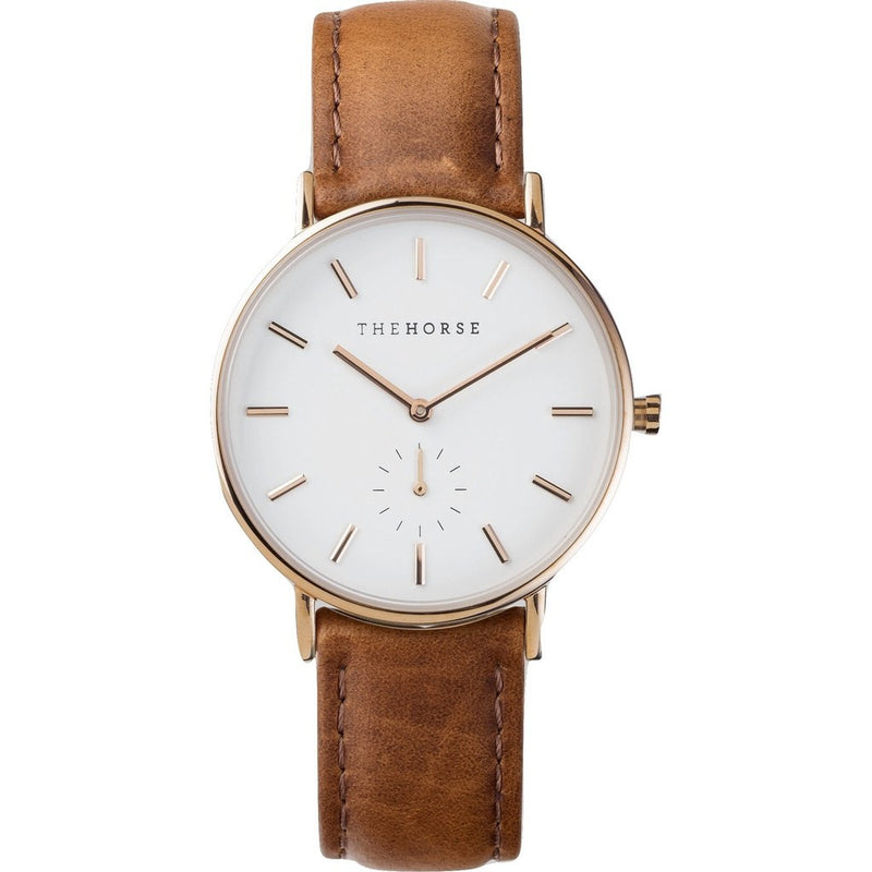 The Horse Classic Rose Gold Watch | White/Tan -B11