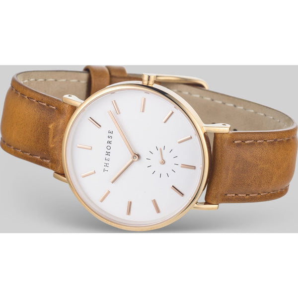 The Horse Classic Rose Gold Watch | White/Tan -B11