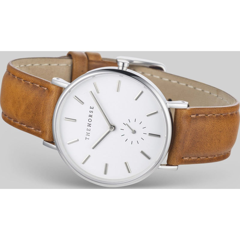 The Horse Classic Steel Watch | White Dial/Tan-B12