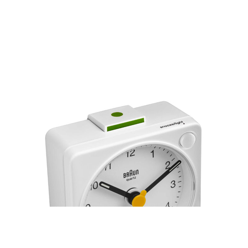 Braun Travel Analog Square Alarm Clock - White 