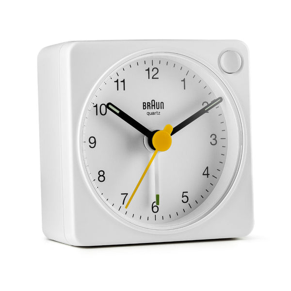 Braun Travel Analog Square Alarm Clock - White 