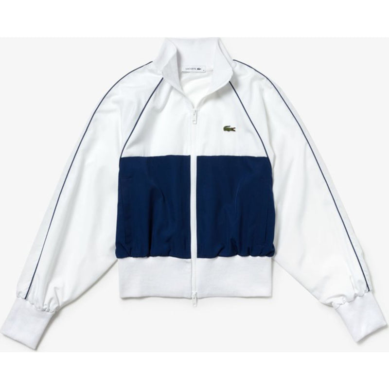 Lacoste Women's Color Block Nylon Bomber Jacket | White/Navy Blue