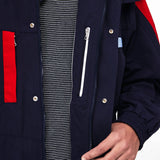 Lacoste Men's Detachable Hood Water-Resistant Parka Coat | Navy Blue/Red/Light Blue_M(50)