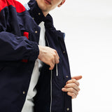 Lacoste Men's Detachable Hood Water-Resistant Parka Coat | Navy Blue/Red/Light Blue_4XL(60)